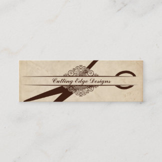 beige textured paper scissors hair stylist shears mini business card