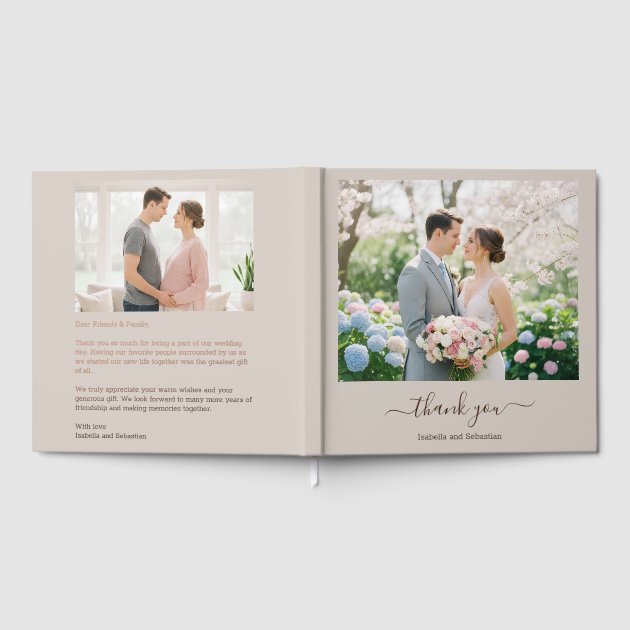 Beige Thank you friends family Foil Guest Book