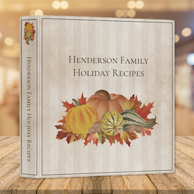 Beige Thanksgiving Pumpkins and Squash 3 Ring Binder (Beige Thanksgiving Pumpkins and Squash Recipe Binder)