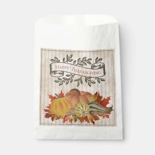 Beige Thanksgiving Pumpkins and Squash Favor Bag