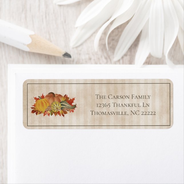 Beige Thanksgiving Pumpkins and Squash Label (Insitu)