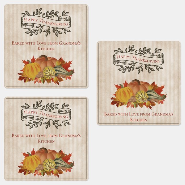Beige Thanksgiving Pumpkins and Squash Labels (Group)
