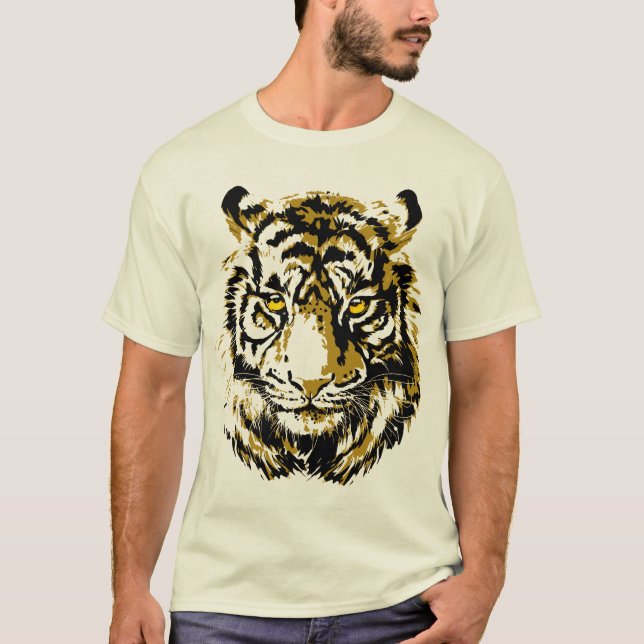 Beige Tiger Yellow | Colorful Tiger T-Shirt (Front)