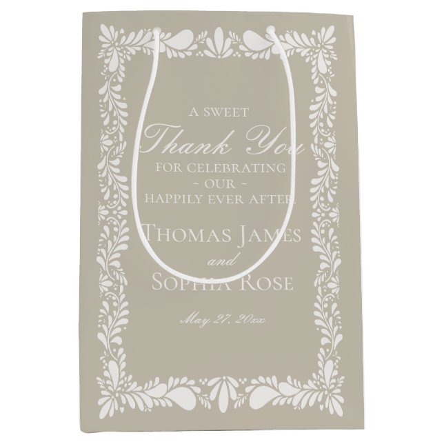 Beige Tile Talavera Spanish Fiesta Wedding Favors Medium Gift Bag (Front)