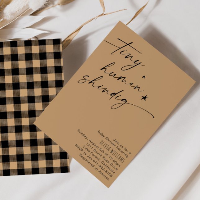 Beige Tiny Human Shindig Minimalist Baby Shower Invitation (Creator Uploaded)