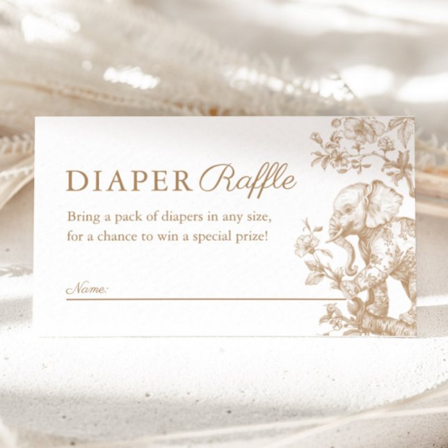 Beige Toile Safari Diaper Raffle Baby Shower Enclosure Card (Beige Toile Safari Diaper Raffle Baby Shower Enclosure Card)