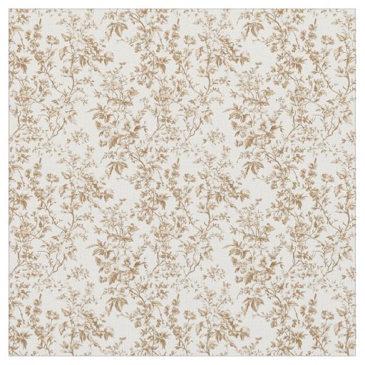Beige Toile with Garden Flowers and Vines Fabric