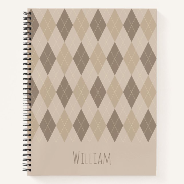 Beige Tones Argyle Pattern Notebook (Front)
