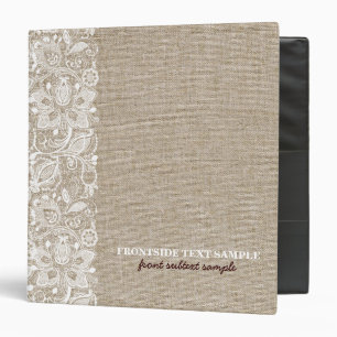 Beige Tones Burlap Linen Look & White Lace Binder