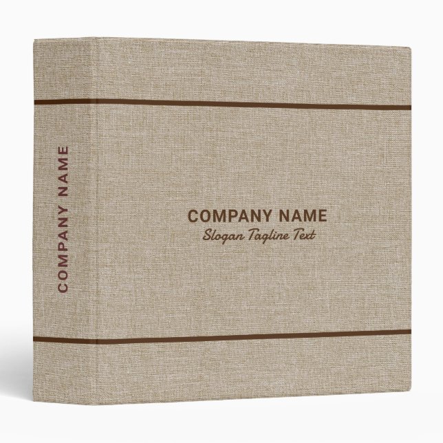 Beige Tones Linen Burlap Fabric Look 3 Ring Binder (Front/Spine)