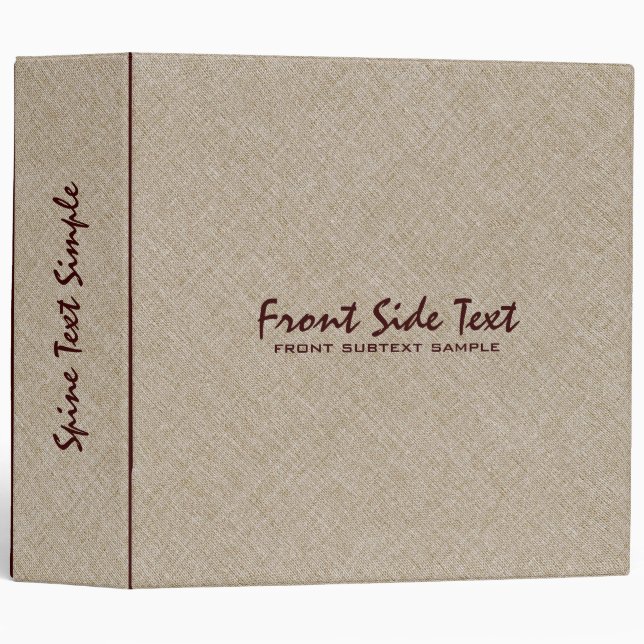 Beige Tones Linen Burlap Fabric Look 4 3 Ring Binder (Front/Spine)