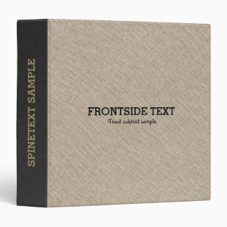 Beige Tones Linen Burlap Fabric Look Black Accents Binder