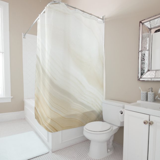 Beige Tones of Marble Shower Curtain (In Situ)