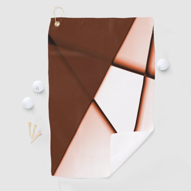 Beige trapeze rectangle under dark brown sheet     golf towel (InSitu)