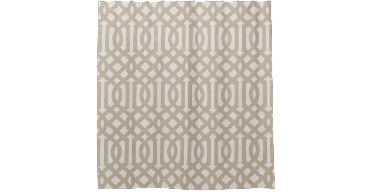 Beige Trellis Modern Farmhouse Bathroom Decor Shower Curtain