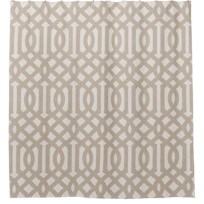 Beige Trellis Modern Farmhouse Bathroom Decor Shower Curtain