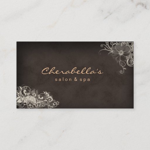Customizable Beige Trendy Salon Spa Floral business card