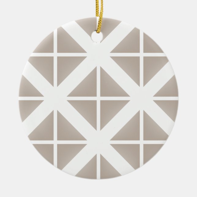 Beige Trendy Triangle Pattern Ceramic Ornament (Front)