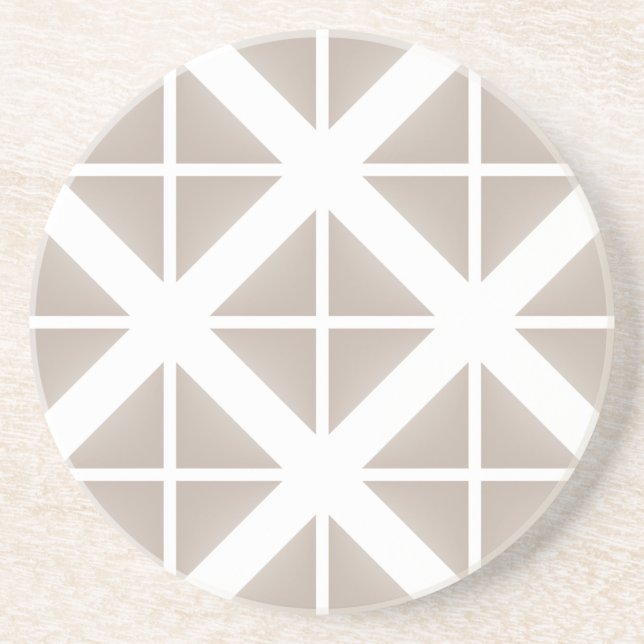 Beige Trendy Triangle Pattern Drink Coaster (Front)
