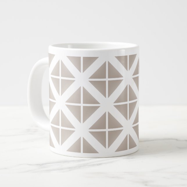 Beige Trendy Triangle Pattern Giant Coffee Mug (Front Left)