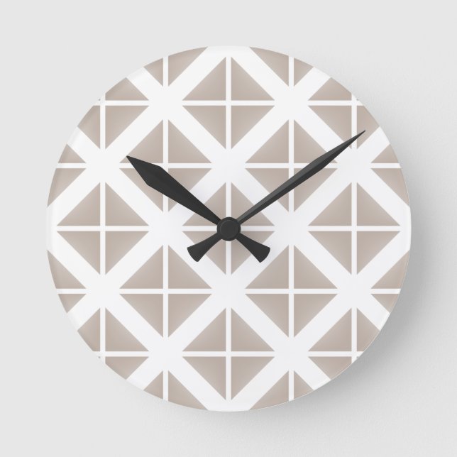 Beige Trendy Triangle Pattern Round Clock (Front)