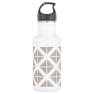 Beige Trendy Triangle Pattern Water Bottle