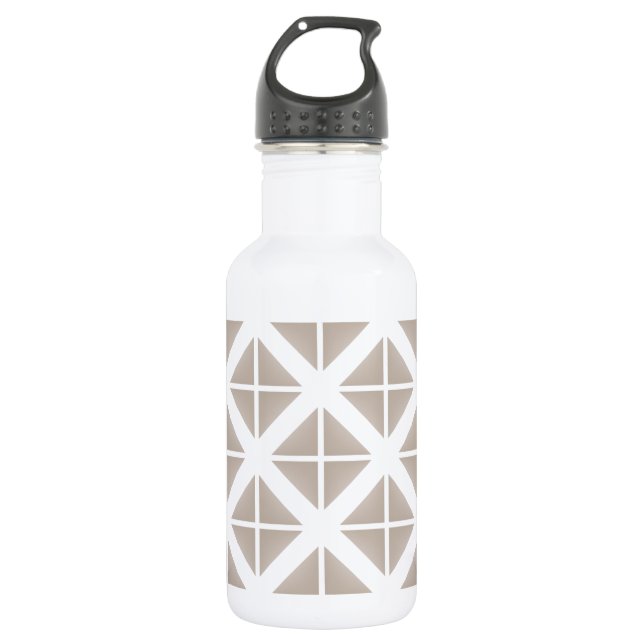 Beige Trendy Triangle Pattern Water Bottle (Front)