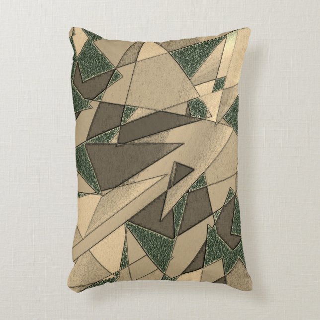 Beige triangular cutout on 'dark green background' accent pillow (Front(Vertical))