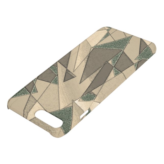 Beige triangular cutout on 'dark green background' uncommon iPhone case (Top)