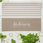Beige Turkish Stripes Monogram | Farmhouse Kitchen Towel (Folded)