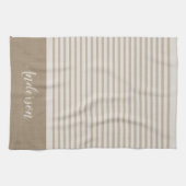 Beige Turkish Stripes Monogram | Farmhouse Kitchen Towel (Horizontal)