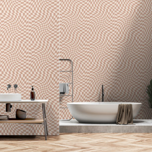 Beige Twisted Checkerboard Wallpaper