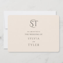 Beige Typography Crest Monogram Wedding