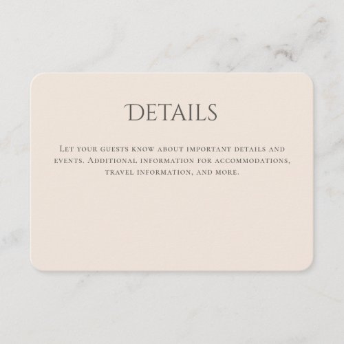 Beige Typography Curved Wedding Details Enclosure Card