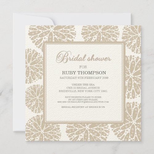 BEIGE Under the Sea Coral Modern BRIDAL SHOWER Custom Invitation