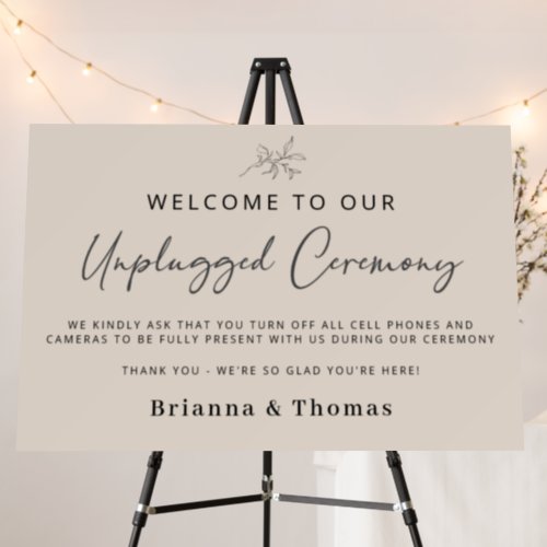Beige Unplugged Ceremony Wedding Welcome Sign