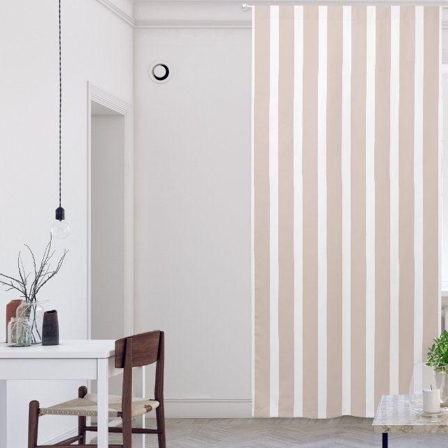 Beige vertical stripes retro blackout curtains (Living Room)