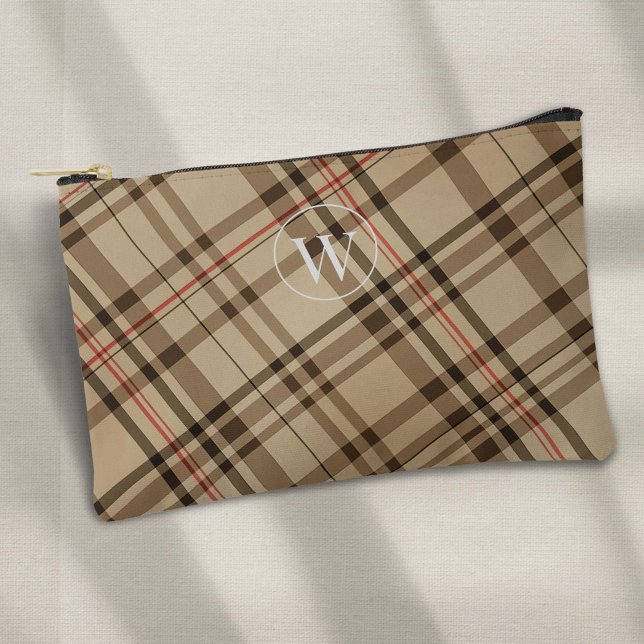 beige vintage plaid pattern golf accessory pouch (Creator Uploaded)