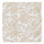 Beige Vintage Rose Flower Pattern Bandana