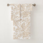 Beige Vintage Rose Flower Pattern Bath Towel Set