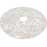 Beige Vintage Rose Flower Pattern Brushed Polyester Tree Skirt