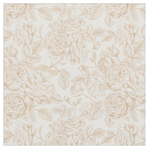 Beige Vintage Rose Flower Pattern Fabric