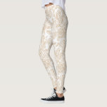 Beige Vintage Rose Flower Pattern Leggings
