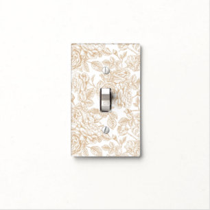 Beige Vintage Rose Flower Pattern Light Switch Cover
