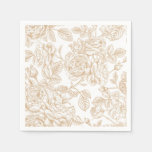 Beige Vintage Rose Flower Pattern Napkins