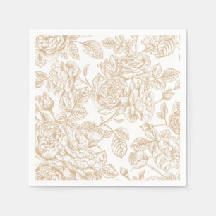 Beige Vintage Rose Flower Pattern Napkins