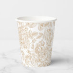 Beige Vintage Rose Flower Pattern Paper Cups