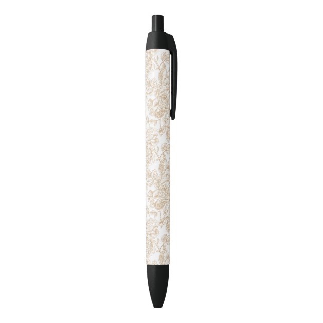 Beige Vintage Rose Flower Pattern Pen (Bottom (Vertical))