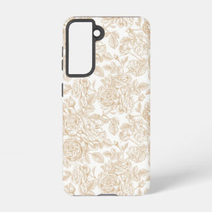 Beige Vintage Rose Flower Pattern Samsung Galaxy S21 Case