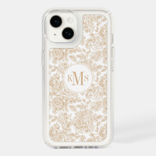 Beige Vintage Rose Flower Pattern Speck iPhone 14 Case